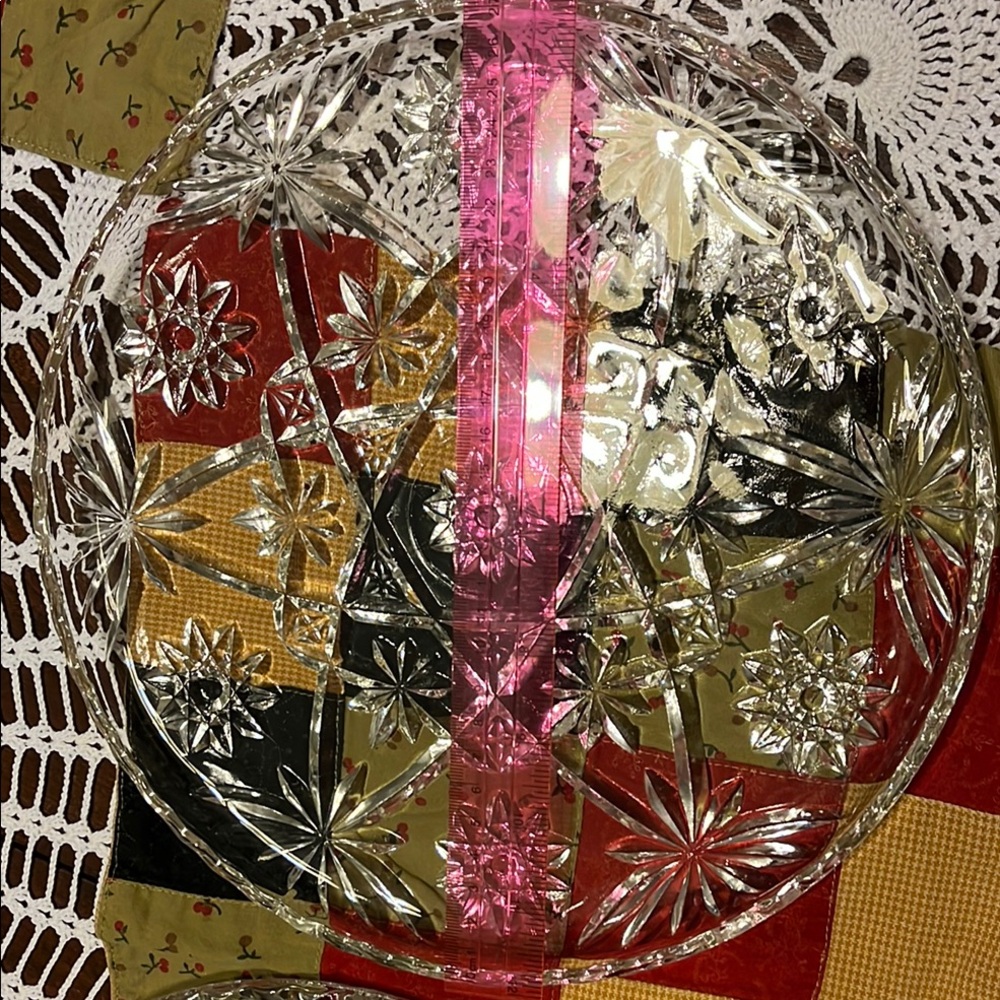 Vintage Crystal Serving Platter Glass Serving Trays